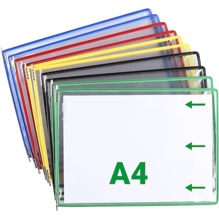 Tarifold Assorted Color A4 Size Display Pockets, Landscape Mode, PK10 P090A4LAN